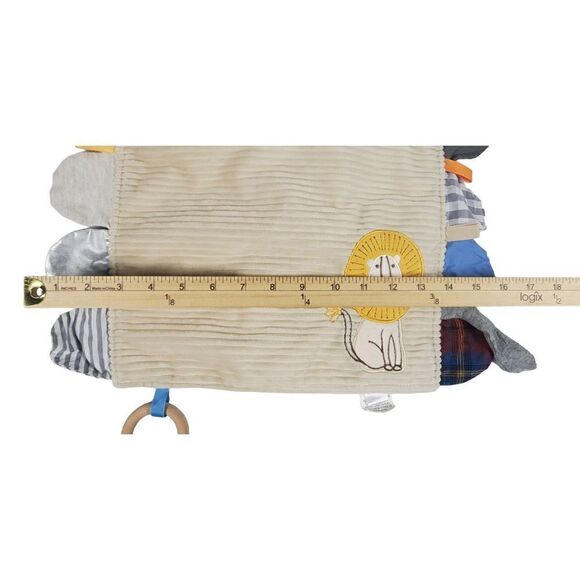 Modern Baby Lion Lovey Plush Tan Corduroy Ridged Teether Ring Security Blanket - Picture 7 of 9